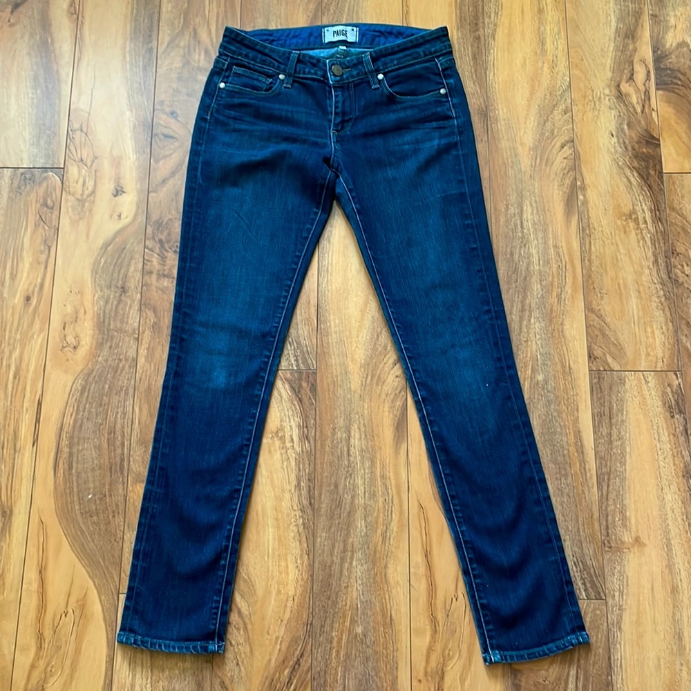 Paige Denim Skyline Ankle Peg dark blue jeans mid/low rise waist size 25